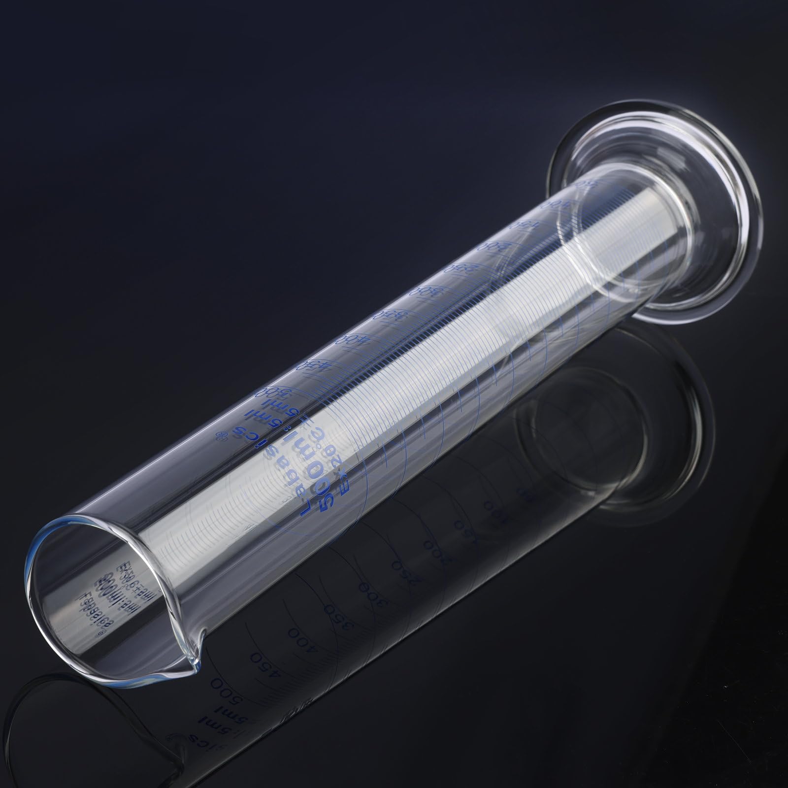 Cilindro Graduado de Vidrio de Borosilicato 500 ml, Medidor de Laboratorio Resistente
