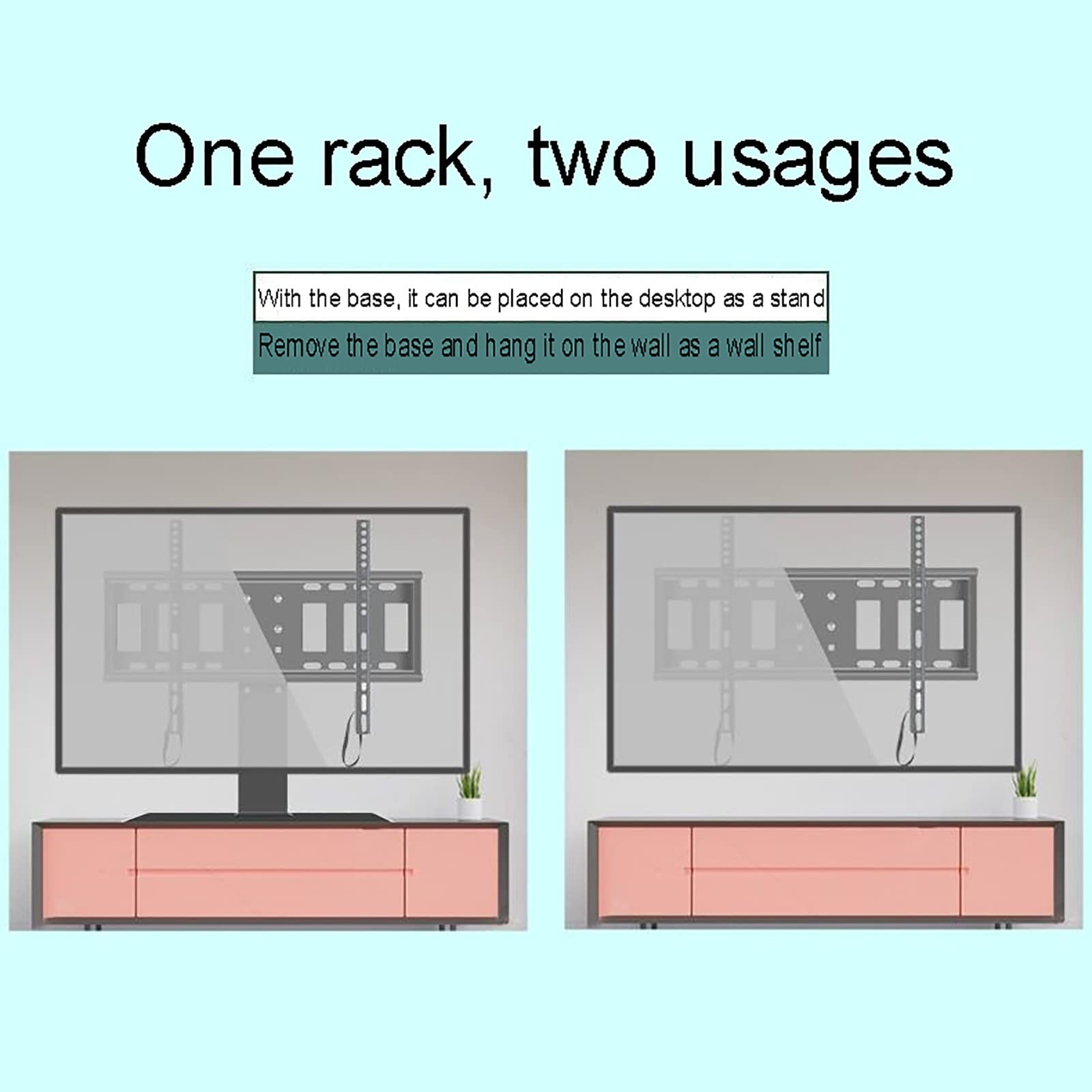 Supporto per TV, base da tavolo con capacità di rotazione di 50°, design versatile per montaggio a parete, compatibile con TV da 50 a 80 pollici