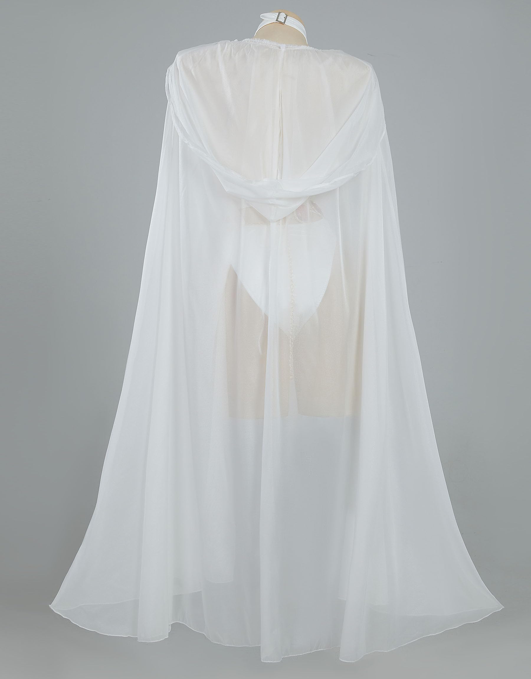 MEOWCOS Bodysuit Women One Piece Babydoll Gothic Halter Backless Front Hollow Bodysuit with Cloak and Chain: Large White