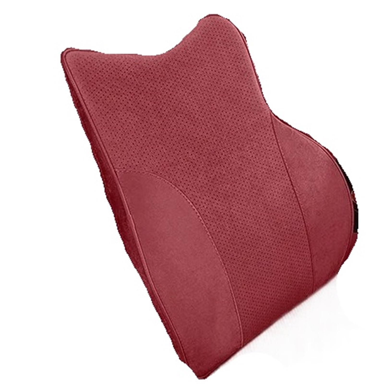 POQUWJDA Car Seat Neck Coussin de Taille pour Appui-tête Voiture en Cuir suédé, Soutien Lombaire pour, Accessoires siège Sleeping Headrest(Wine Red -2pcs)