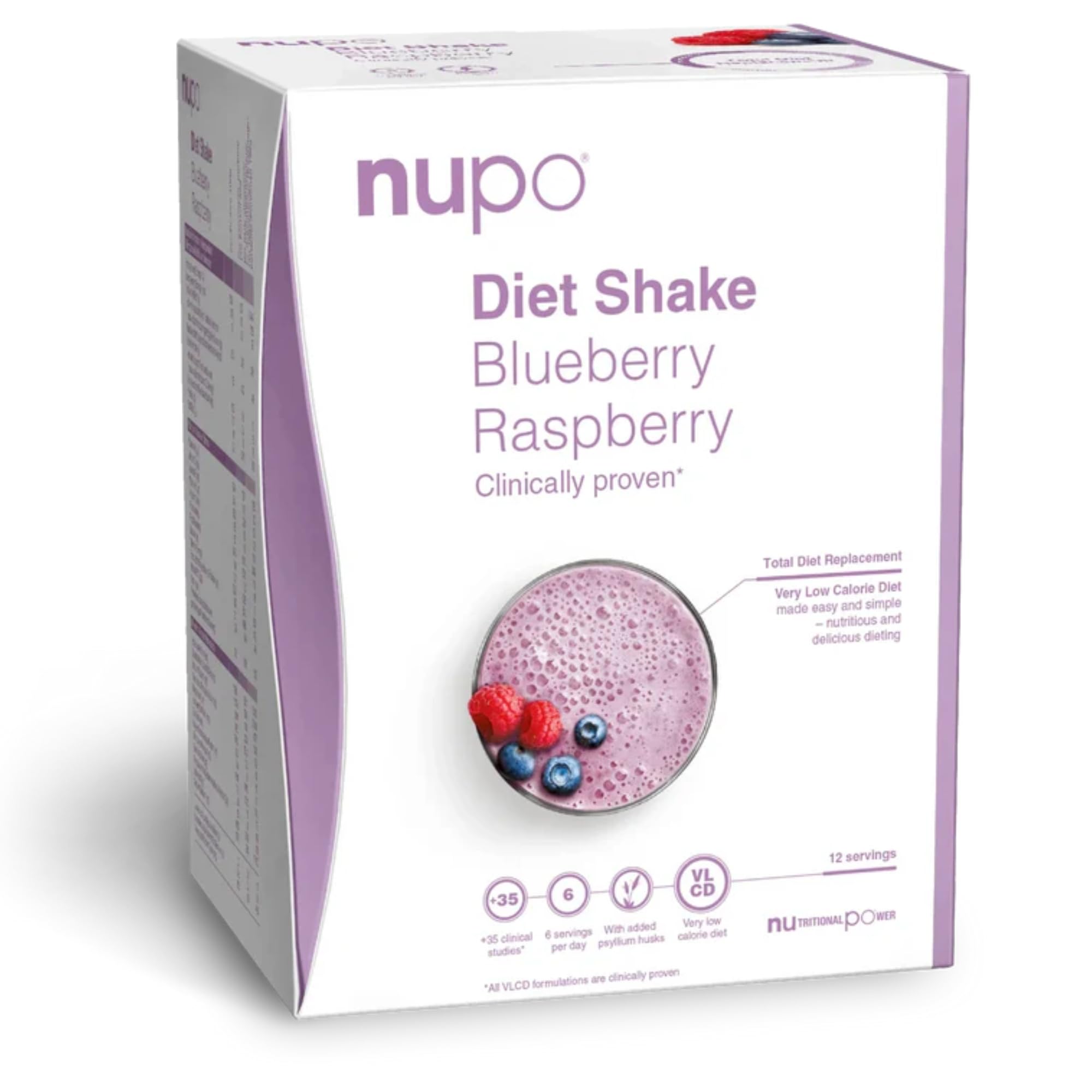 NUPODiet Shake Blueberry Raspberry – Premium diet shake for weight loss, complete meal replacement for weight loss, 12 servings, gluten-free, GMO free