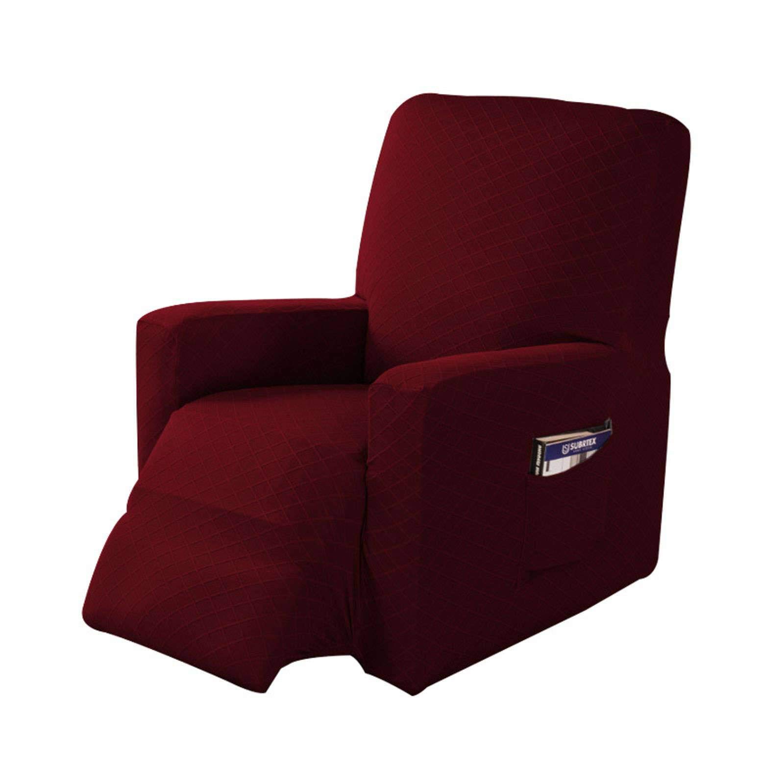 DOOGL Stretch Recliner Cover, Diamond Jacquard Sofa Cover Anti-Slip Armchair Slipcover For Pet Child Furniture Protector Slipcover Machine Washable Durable-Wine red