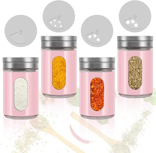 Miniatura 4 de Accmor 2 saleros y pimenteros, coctelera de acero inoxidable para sal en polvo, azúcar, canela, pimienta, dispensador de especias con agujeros de