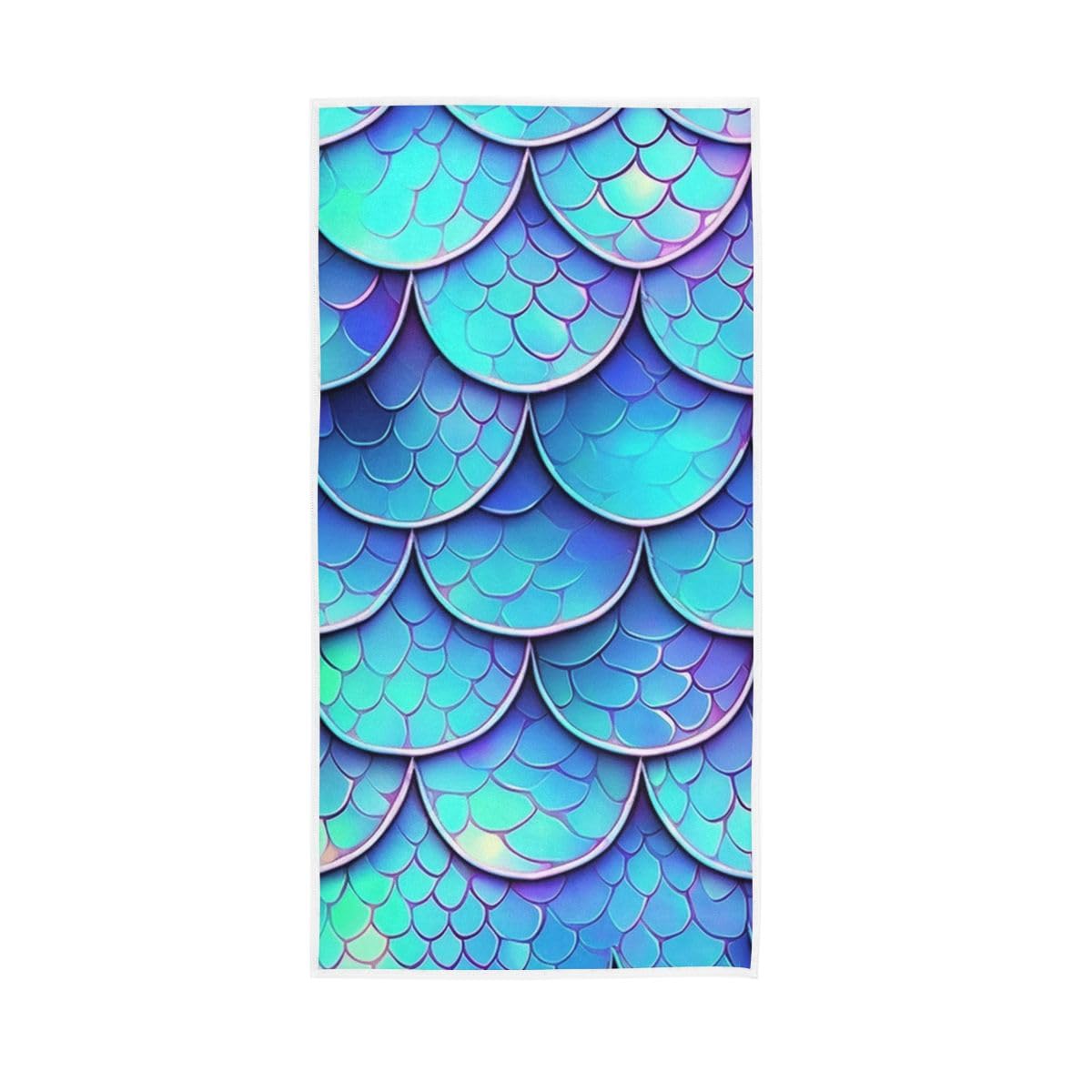 HUYGD Blue Purple Mermaid Scales Hand Towel, Bathroom Towel for Hand, Face, Hair, Yoga, Kitchen, Bath 15 x 30 Inches