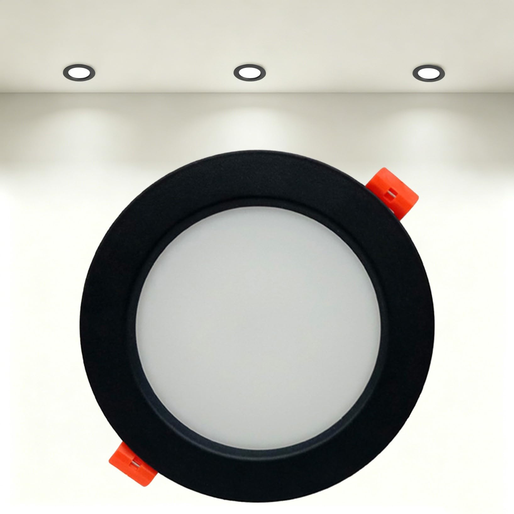 VOGHMOLD 24W Ultra Slim LED Downlight Recessed Ceiling Light 8 inch, 4000K Spot Lights Black Aluminum Trim, Cut Φ190-210mm, AC110-240V Panel Lighting for Office Hallway Closet, 1 Pack