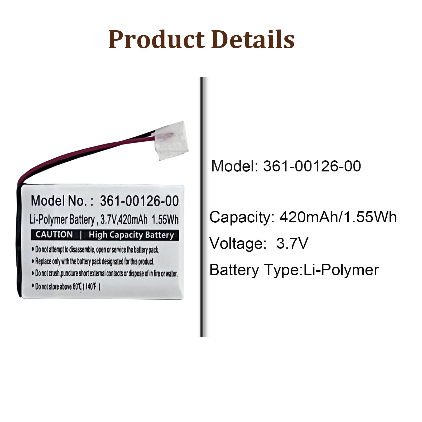 Batteria di ricambio 361-00126-00 compatibile con Gar-min Fenix 6X, Fenix 6X Pro Solar, Tactix Delta Smartwatch Watch Fitness Bracelet 010-02357-00
