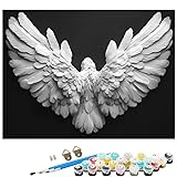 Malen Nach Zahlen Erwachsene Engel Flügel Malen Nach Zahlen DIY Paint by Numbers Kit für Anfänger und Erwachsene mit 3 Pinseln und Acrylfarben für Deko Wohnzimmer Geschenk, Ohne Rahmen 30x40 cm L8-921
