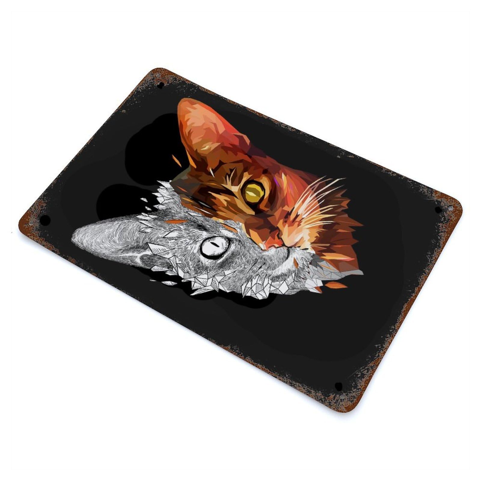 GeoSketch Cat Retro Metal Sign 11.8"x7.9", for Pub, Kitchen And Man Cave Decor, Retro Wall Decor