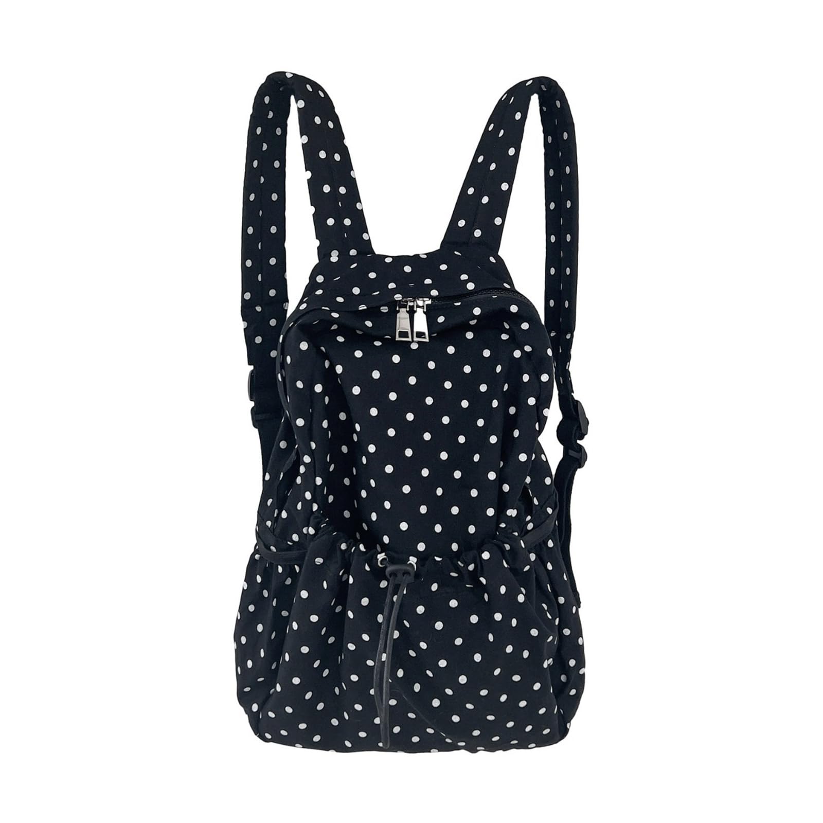 [Qsvbeeqj] Travel Backpack Drawstring Backpack Beauty Students School Bag Polka Dot Rucksack Travel Drawstring School Bag Polka Dot, Black