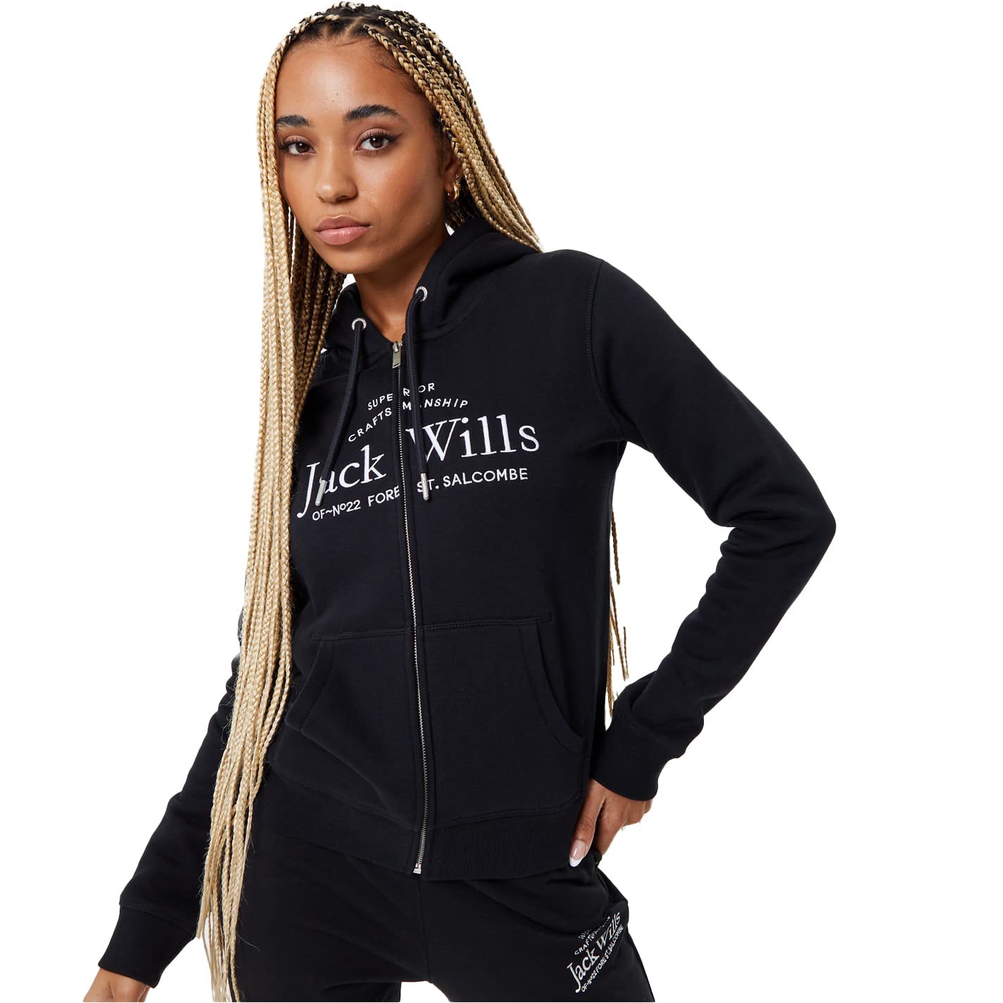 Jack Wills Women's Blue Hunston Logo Zip Hoodie in Size 10, Sports Direct