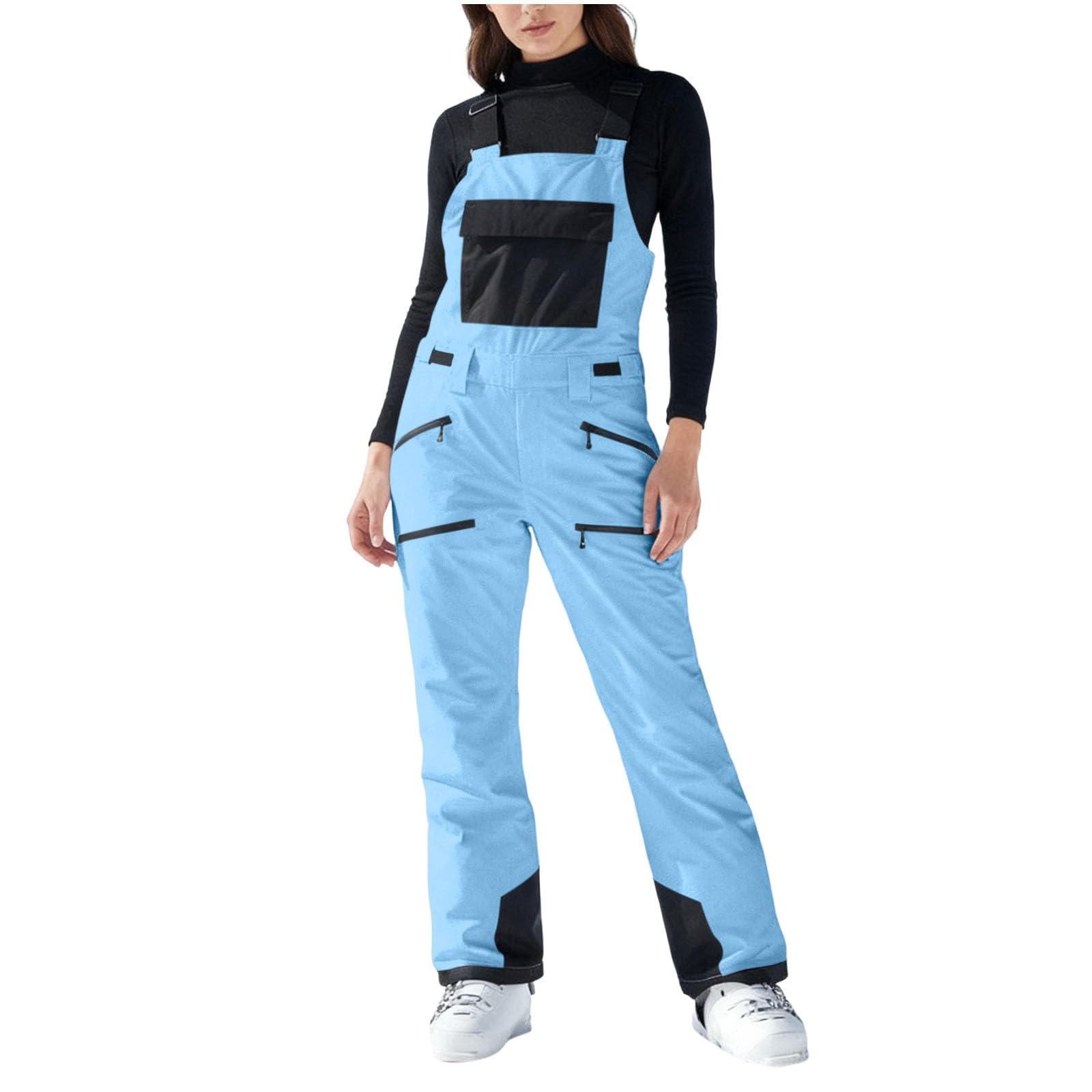 Pantalon de ski pour femme - Coupe-vent - Respirant - Fonctionnel - Avec bretelles - Baggy - Jupe pare-neige - Pantalon de snowboard - Pantalon de ski - Pantalon d'extérieur - Grandes