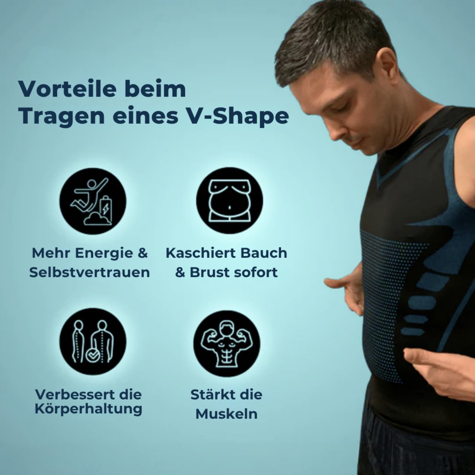 Lunovia Shirt,Lunovia V Shape Shirt,Herren Kompressionsweste,Muskelformende & Haltungssupport,ärmellos,schnell trocknend,für Fitnessstudio & tägliche Tragweise