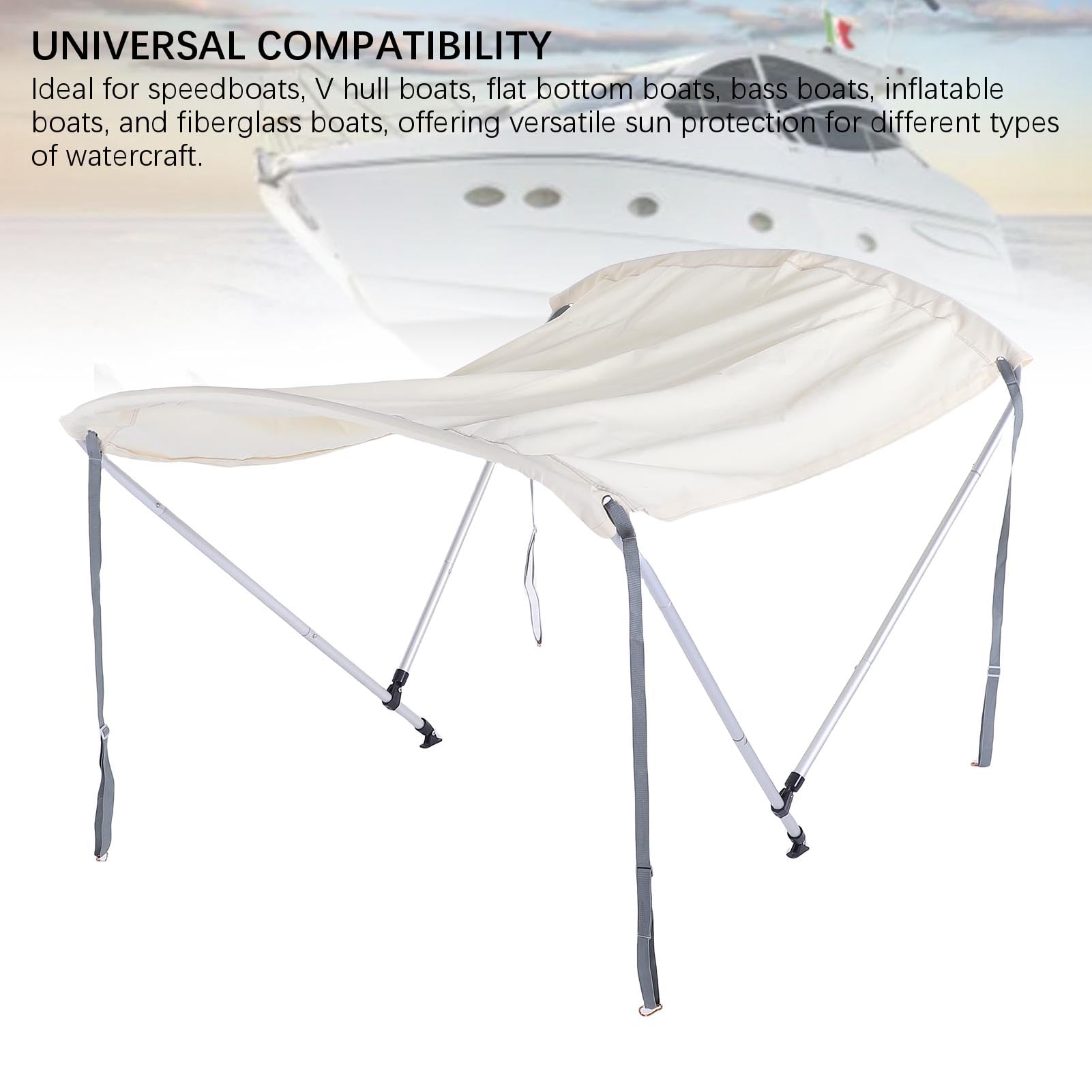 HEEPDD Tendalino per Barca, Telaio in Lega di Alluminio, Installazione Facile, Protezione Solare per Gommone, Canoa, Kayak