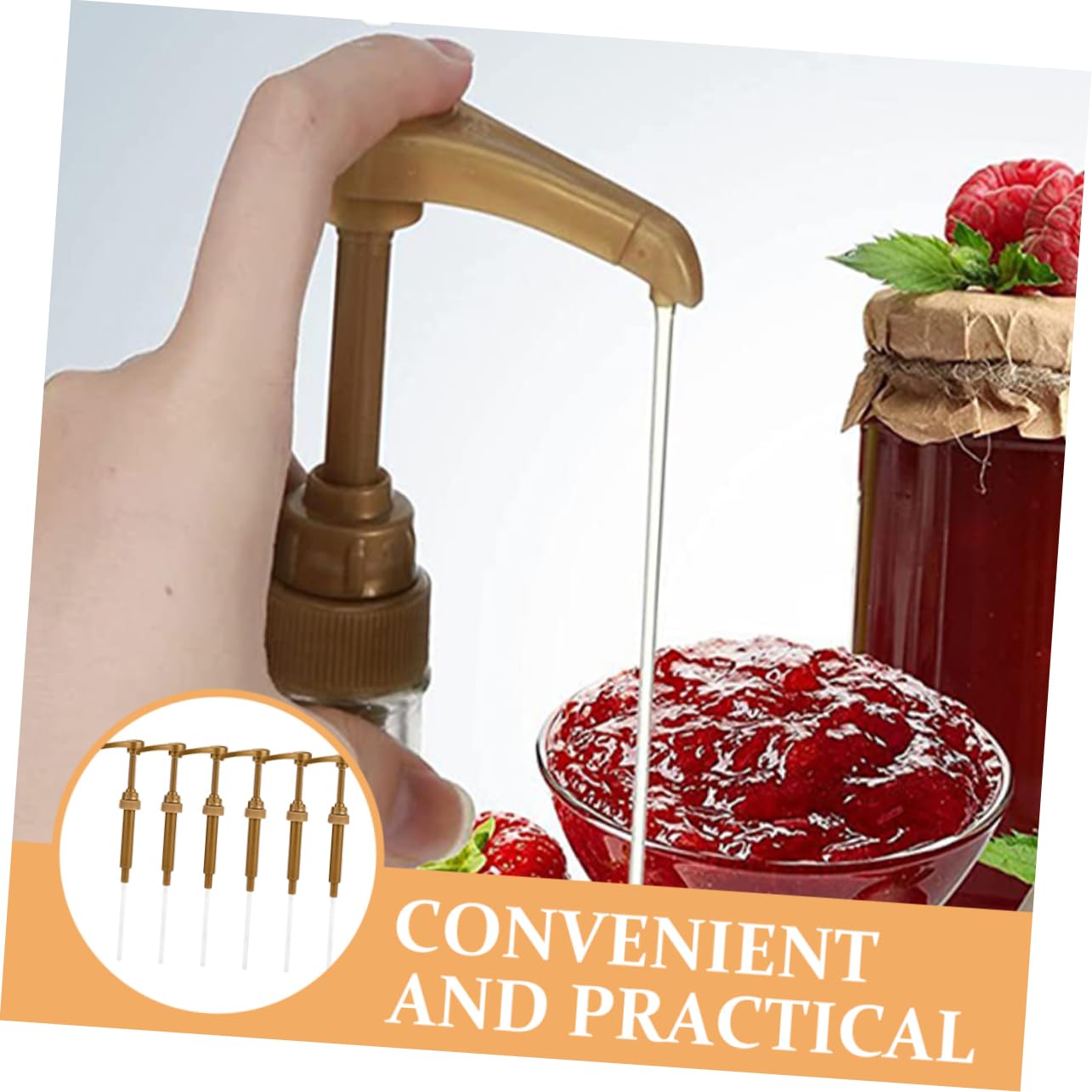 NAMOARLY 6pcs Syrup for Syrup Bottle Pp Material Dispenser Pump Easy to Install