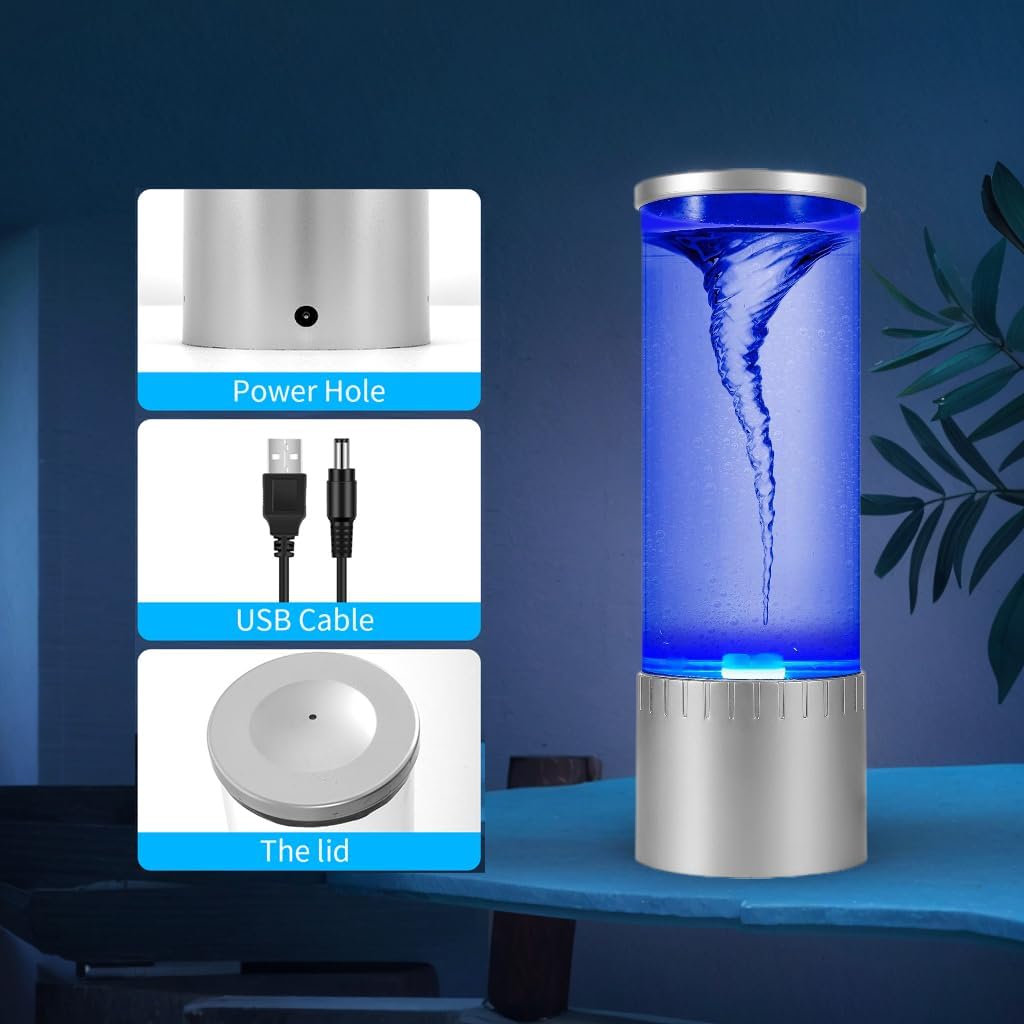 Tornado Lamp, 7 Color Changing LED Night Light with Hypnotic Vortex Effect, USB-Powered Calming Light for Bedroom, Office, Party Decor, Meditation & Stress Relief