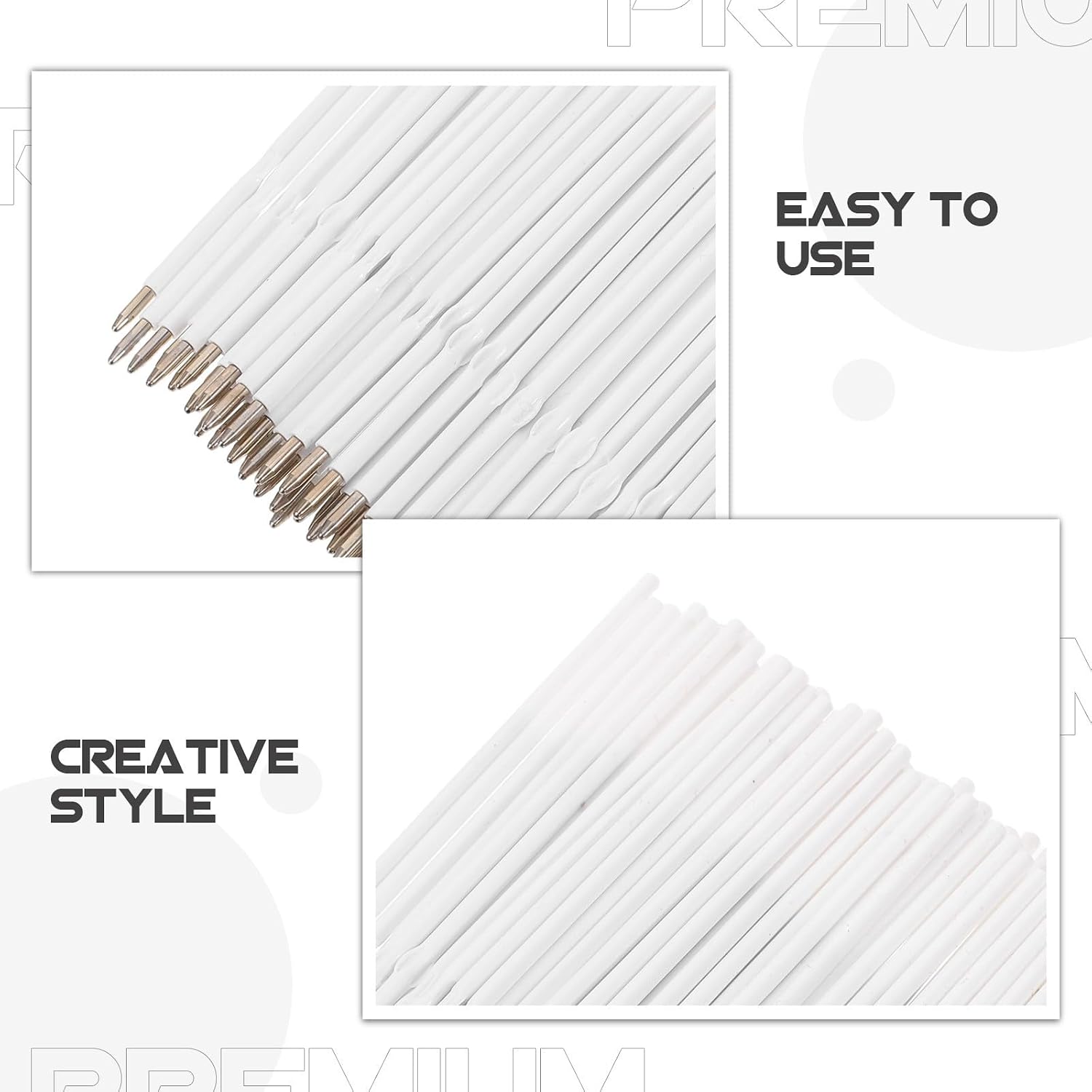 200pcs White Plastic Ballpoint Pen Refills Large Capacity image 3