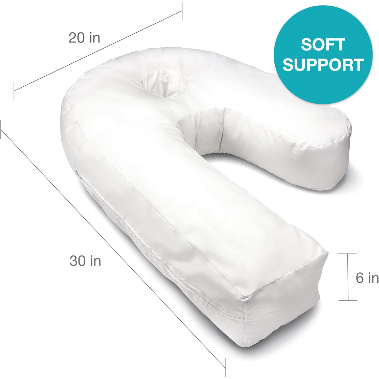 DMI - Cuscini a forma di U per chi dorme sul fianco per dolore al collo e alle spalle, per la maternità, con foro per orecchio, sollievo per schiena, fianchi e sciatica, 76x51x15 cm