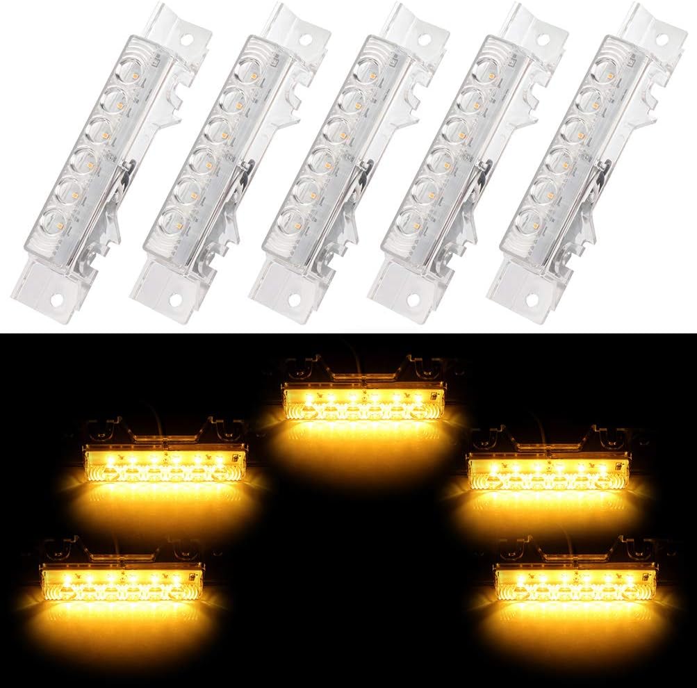 cciyu 6LED Truck Trailer White Lens Cab Top Roof Running Light Assembly fit For Volvo 2003 Trucks