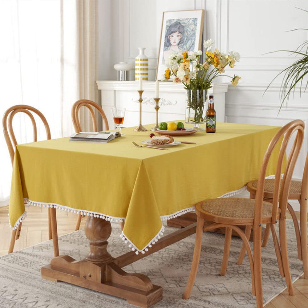 Nappe de table en coton curcuma 140x240 cm avec glands élégants