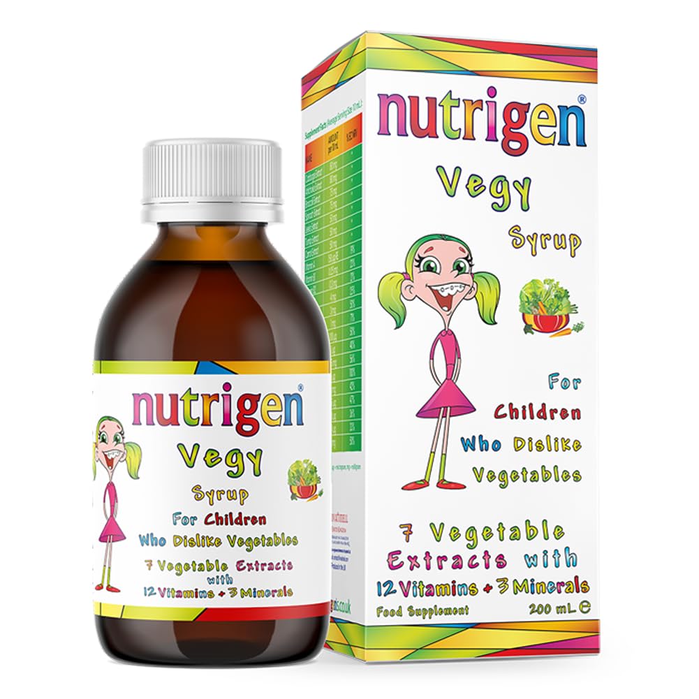 Nutrigen Vegy Syrup 200 mL - Vitamins, Minerals, and 7 Vegetable Extracts in Pomegranate JuiceNutrigen Vegy Syrup 200 mL - Vitamins, Minerals, a…