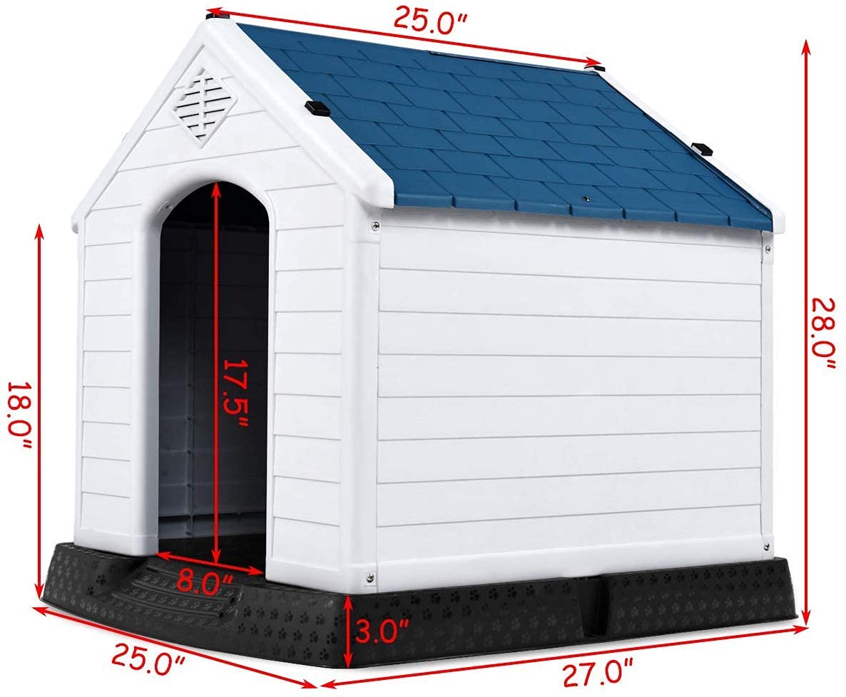 Giantex Dog House for Large Medium Dogs, Waterproof Plastic Dog Houses with Air Vents and