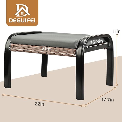 Miniatura 2 de Reposapiés otomano para patio, con marco de aluminio, muebles de ratán, asiento con cojín suave para jardín Yark 1 juego marrón