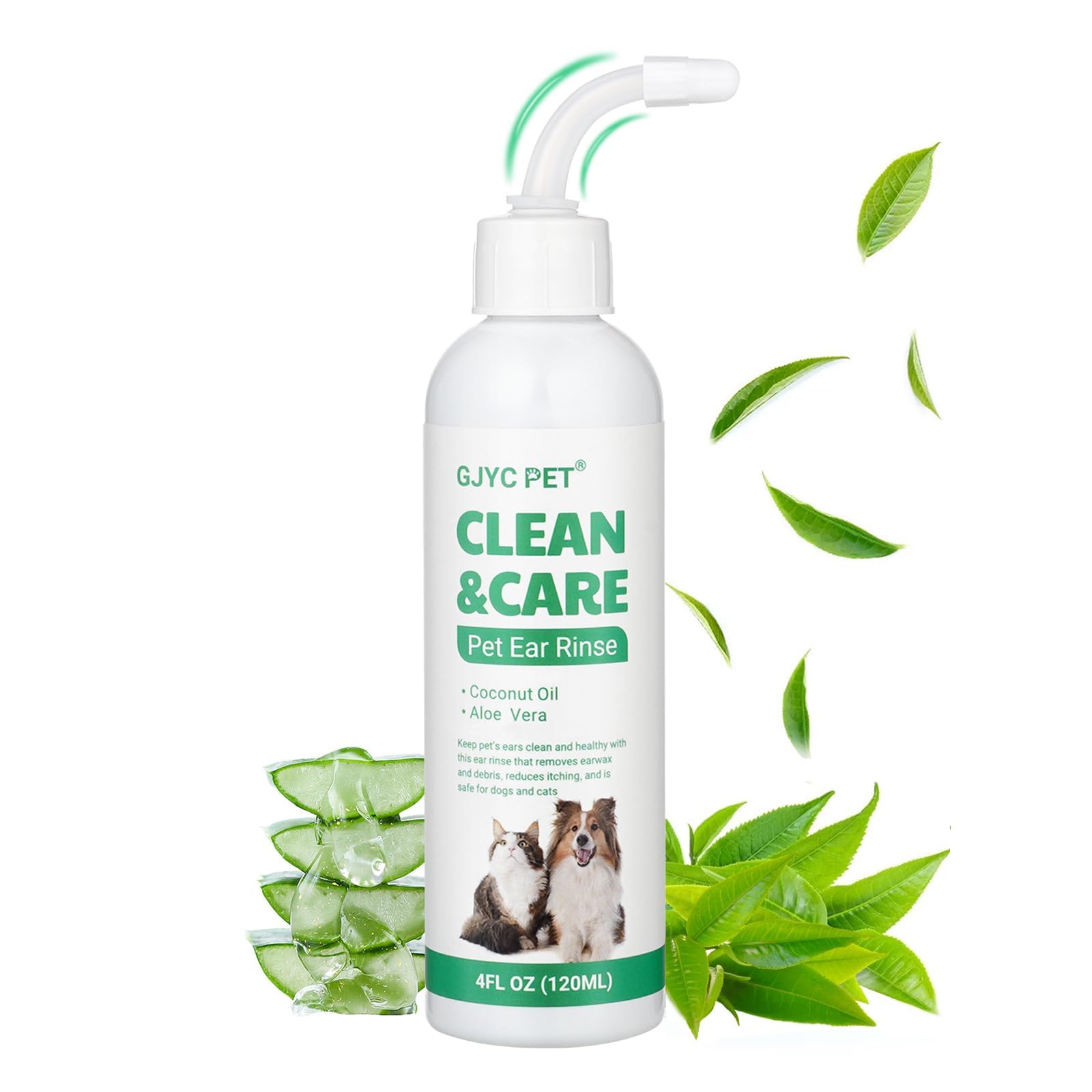 Ear Cleaner for Dogs and Cats with Flexible Long Tube- Ear Infection Treatment, Deep Canal Solution for Ear Mites, Infections, Itch, Wax & Smell, Safe Aloe Vera Formula, 4 oz