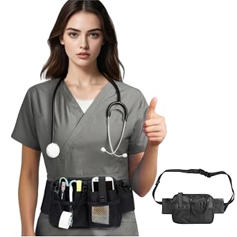 Nursing Waist Bag,Nurse Fanny Pack,Medical Organizer Belt Adjustable Waist Strap/Multi Compartment Suitable for Stethoscopes,Bandage,Scissors and Other Supplies Black