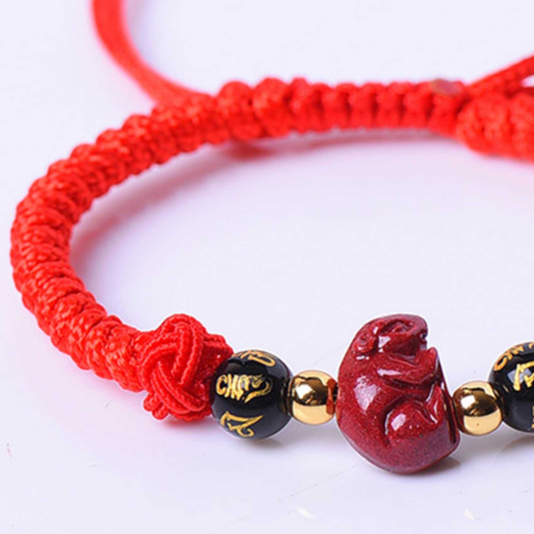 Pulsera de la Suerte, Pulsera Feng Shui, Riqueza con Hilo Rojo cinabrio, Colgante los 12 Animales del zodíaco, Amuleto Cristal para Chakras Maxim