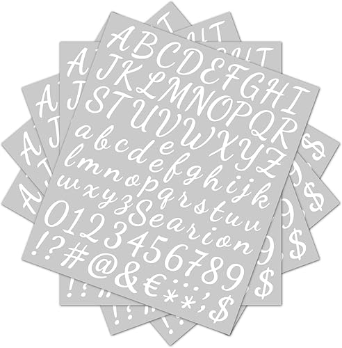 Miniatura 7 de Kit de 16 hojas de vinilo con letras y números, autoadhesivas, letras del alfabeto cursivo, calcomanías de letras numéricas para el hogar, oficina,