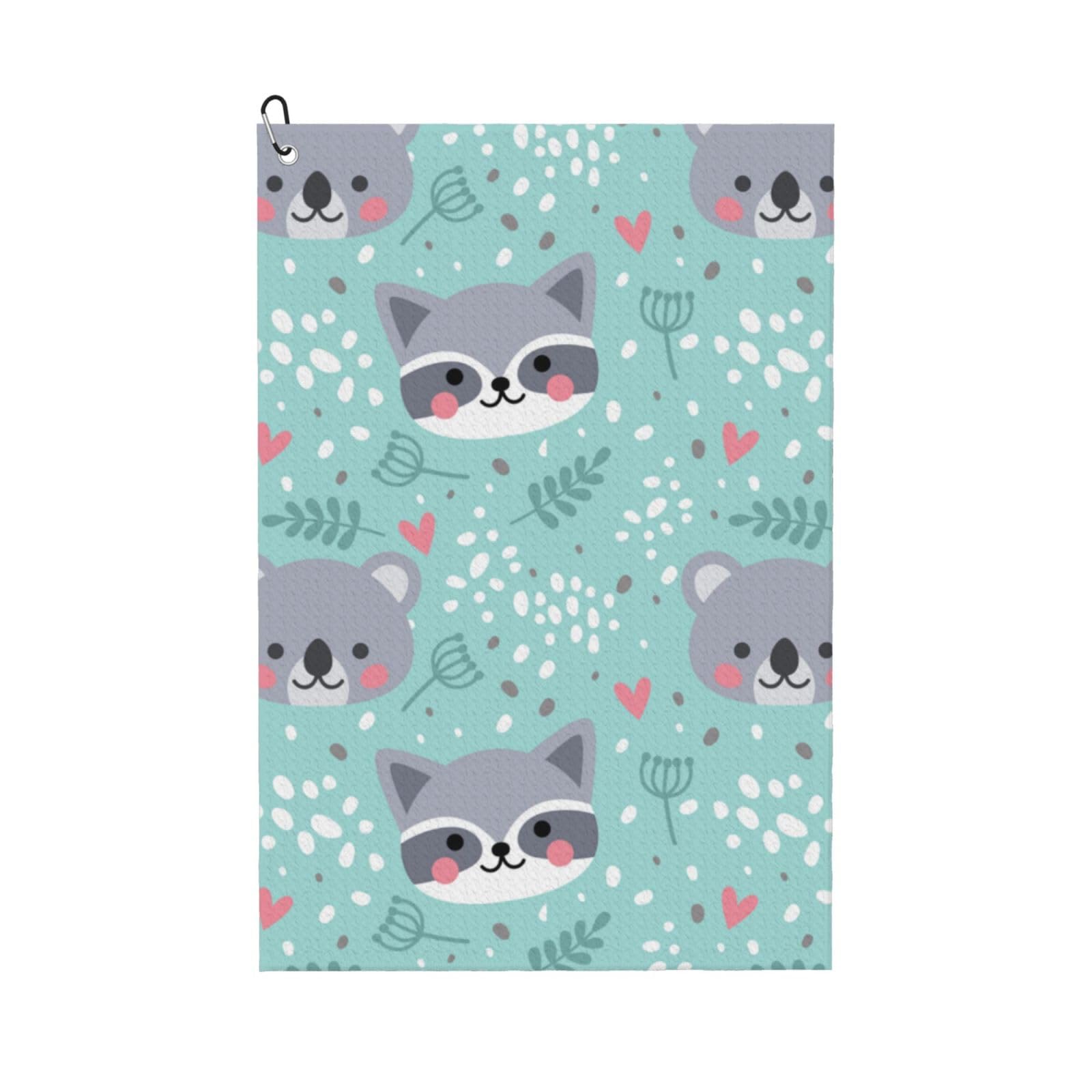 Hnnkloy Raccoon And Koala, 16x24 in Portable Waffle Golf Towels with Carabiner Clip for Golf Bag