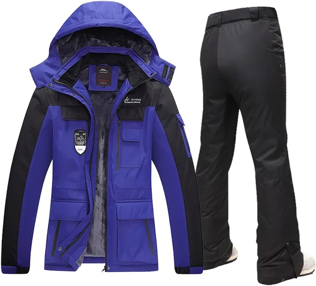 Women Winter Jacket Ski Pants Warm Windproof Waterproof Fleece Jacket Outdoor Snow Coat Ski Suit