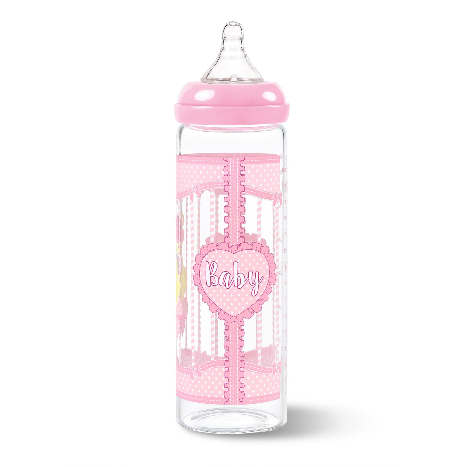 LittleForBig Adult Baby Bottle Ultra Printed Specialty Oversized Glass Feeding Blushing Baby Pattern