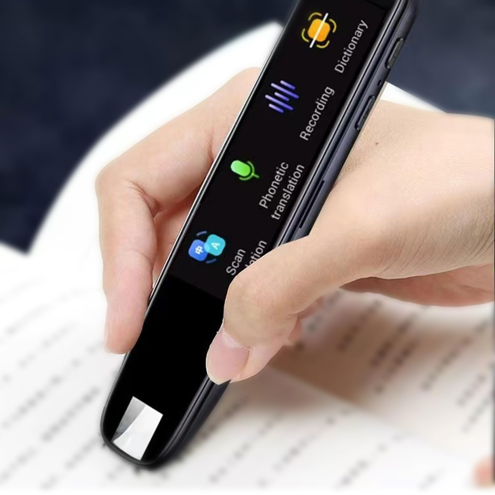 FTVOGUE Stylo de Traduction Numérique Multifonctionnel, Noir, Traducteur Portable Multi-Langues pour Livres, Manuels et Journaux