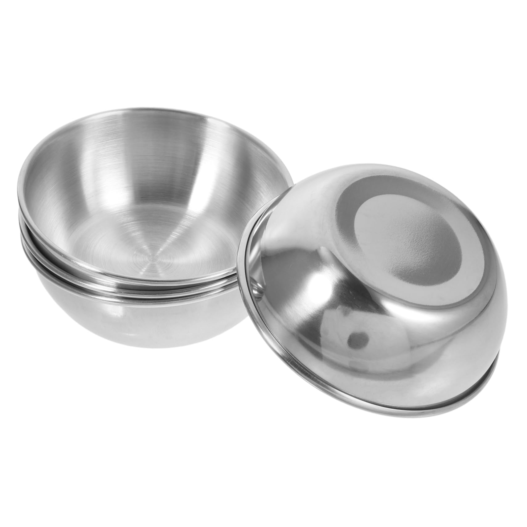 Garneck 4pcs Stainless Steel Appetizer Plates Round Seasoning Dishes for Dipping Sauces and Wide Design for Even Mixing for Home and Restaurant Use