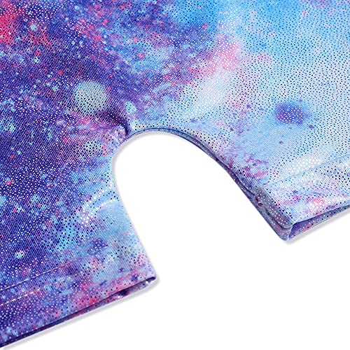 Leotards For Girls Gymnastics 4T 5T Toddler Kid Gymnastic Biketard Athletic Dance Wear Shiny Rainbow Blue Galaxy (Cosmos Blue, 4-5T) #TOP3