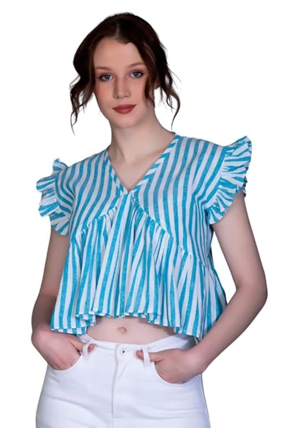 om sai latest creation Girl's/Women's Western Top with Lining Printed & Short Butterfly Sleeves for Girl's/Women's || Casual Wear||Traveling Wear Western Top for Girl's/Women's.-picture-38