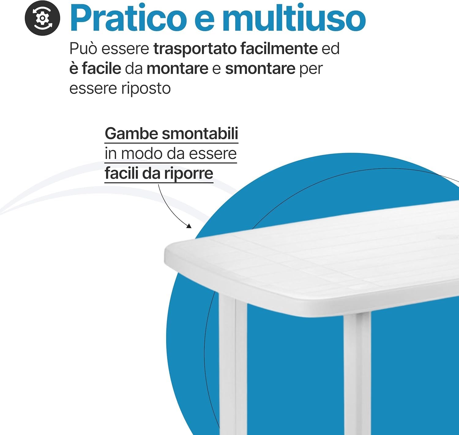 Tomaino - Ensemble de table et chaises d'extérieur en plastique de 6 places – 6 chaises avec accoudoirs empilables et 1 table rectangulaire de jardin, terrasse (anthracite)