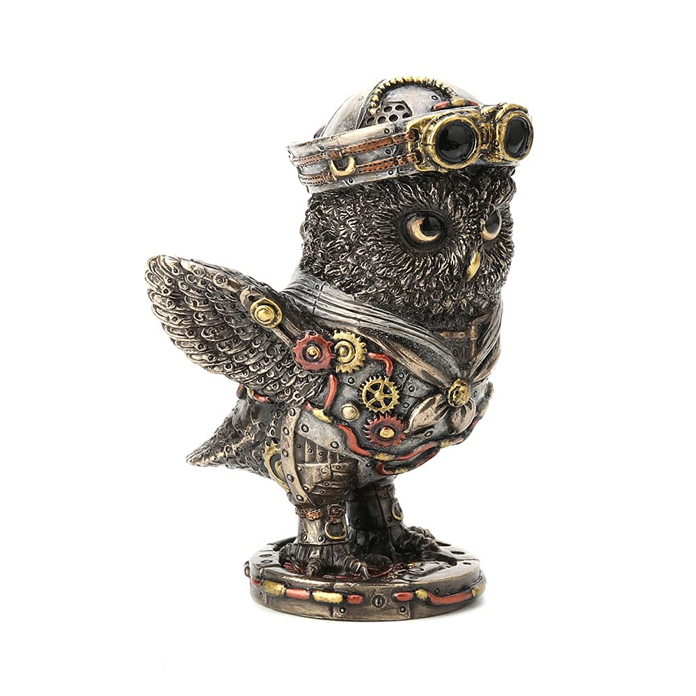 Veronese Design Bronze Finish Dixie Cup Steampunk Submarine Sailor Owl Statue