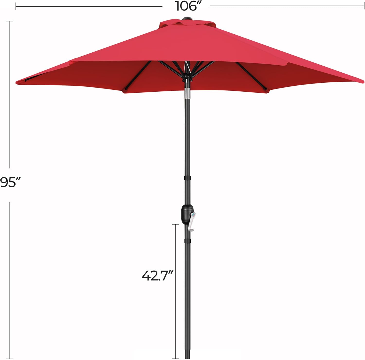 Yaheetech 9' Patio Umbrella with 80lb Umbrella Base Stand-Round Water & Sand Filled, Market Sunshade w/Push Button Tilt, Crank and Sturdy Ribs, Patio Sunshade with Base Included - Red
