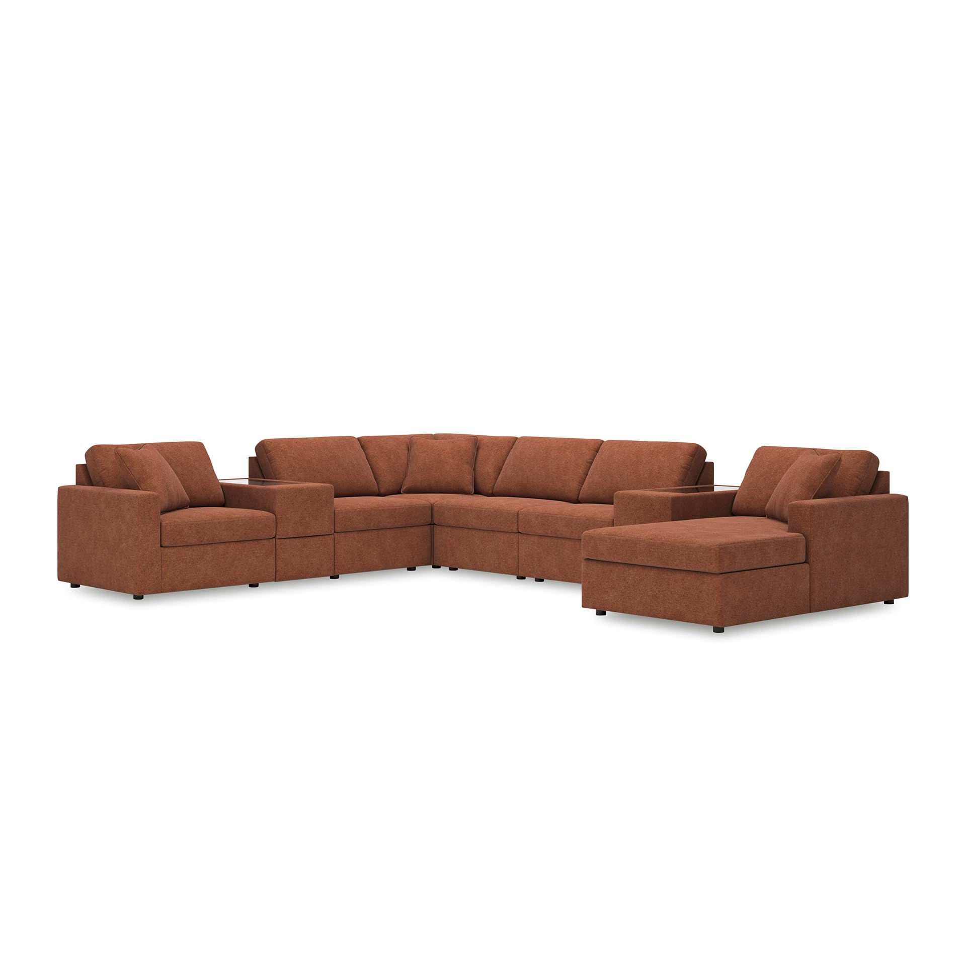 Signature Design by Ashley 8-Piece Sectional with Chaise, Burnt Orange