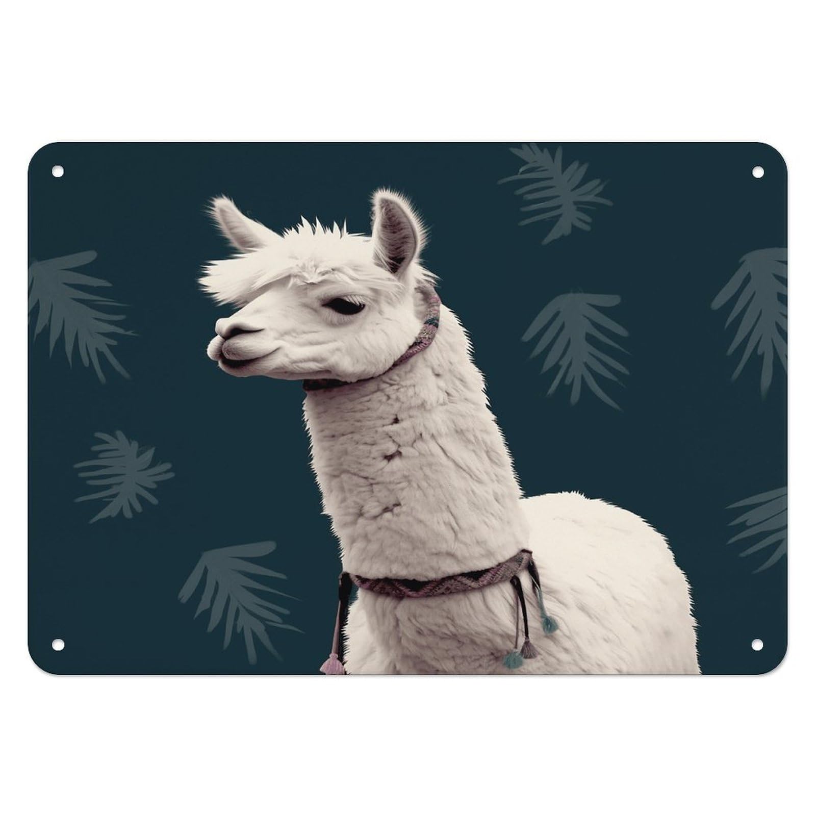 Fekiloot Style Alpaca Llama Wall Decor Iron Painting Metal Sign