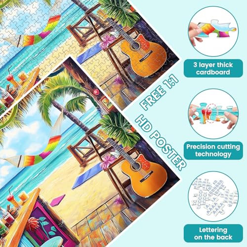 500 Piece Puzzle for Adults, Vacation Jigsaw Puzzle, Seaside Bar Puzzles 500 Pieces Birthday Party for Family Adults Funny Puzzle, Fun and Challenging Family Games 20.5×15 in - Image 5