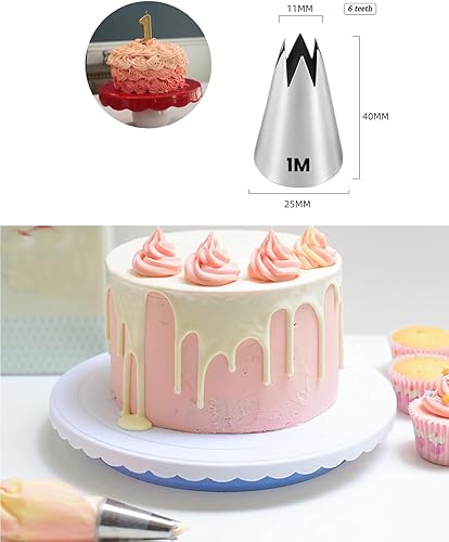 Miniatura 3 de Boquillas de estrella abierta 1M, Boquillas 1M con bolsas, 3 Boquillas de roseta con 20 bolsas desechables para decoración de pasteles