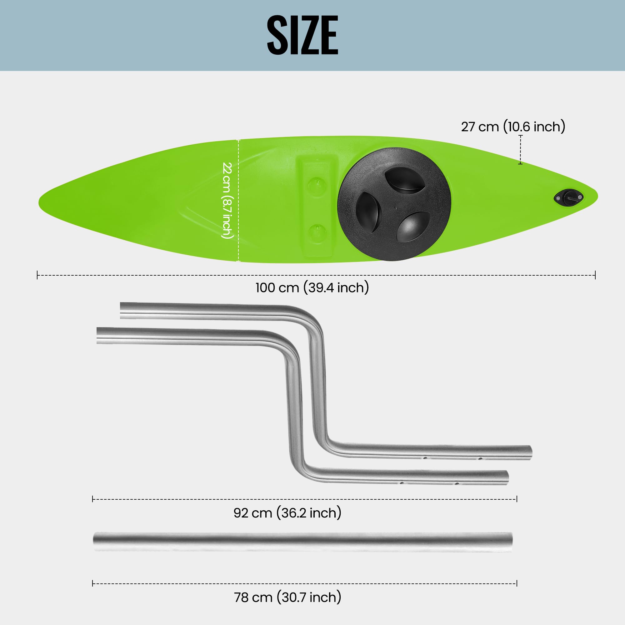 Stabilizzatori per Kayak, stabilizzatori per Canoe, Kit di Sistema per stabilizzatori e stabilizzatori per Kayak con Accessori per l'installazione e Asta per Bracci Sidekick