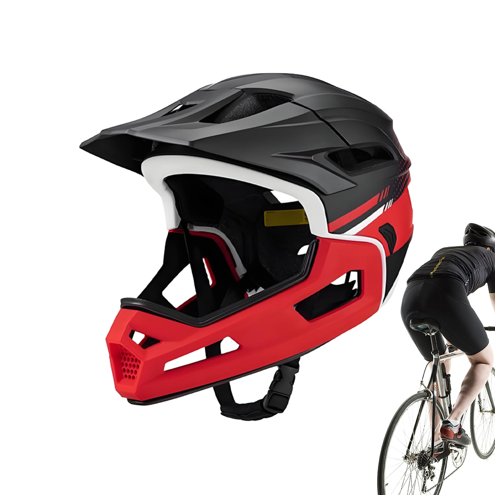 Kask do roweru górskiego Full-Face amortyzacja uderzeń, wentylacja, regulacja | Lekki kask rowerowy na całą twarz, wyposażenie rowerowe dla mężczyzn, kobiet, dorosłych, początkujących i