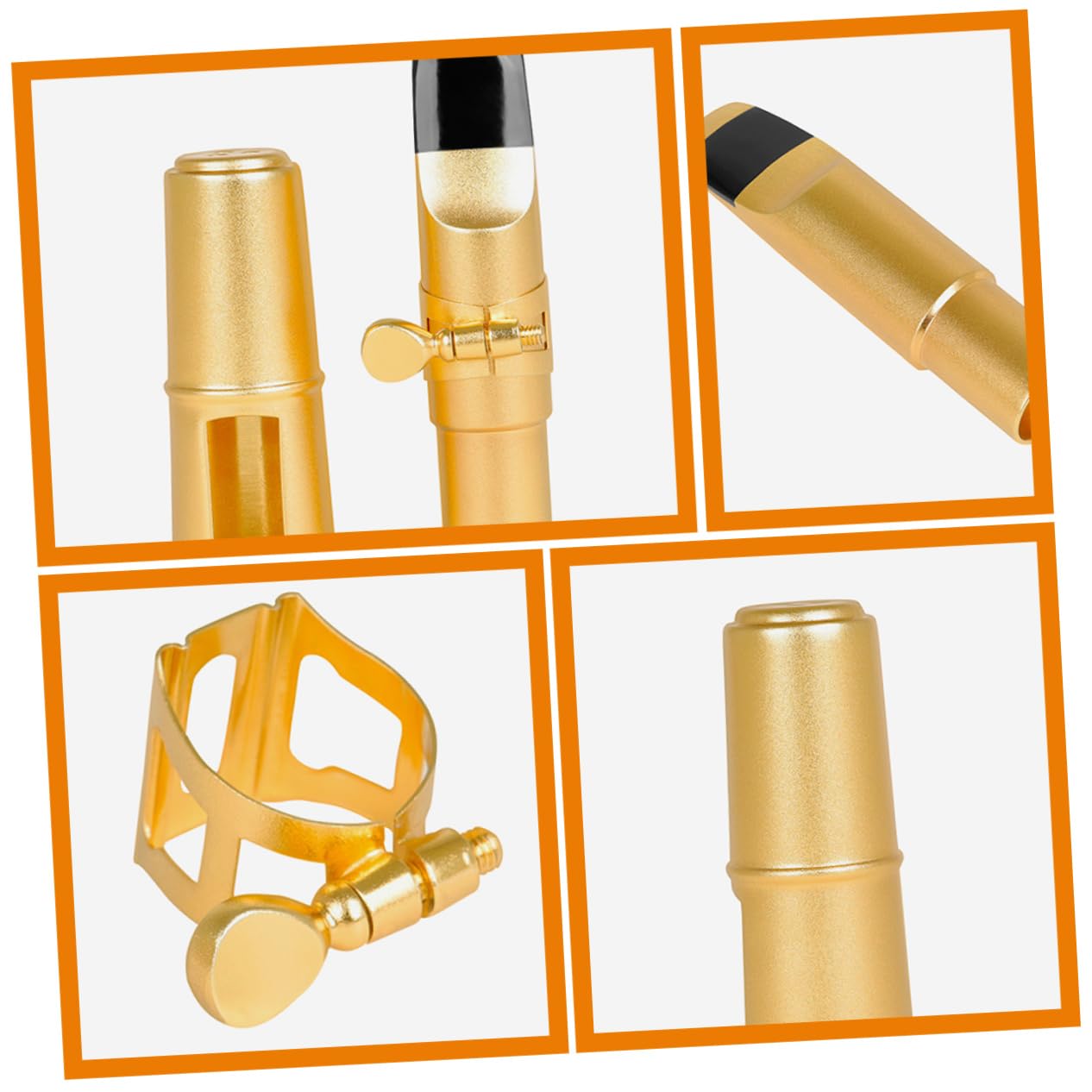 Bocchino per Sax Contralto in Metallo Oro Opaco, Set 1 Pezzo | Tappo Protettivo e Clip Inclusi, Sacchetto, Accessori per Sassofono per Musicisti Professionisti