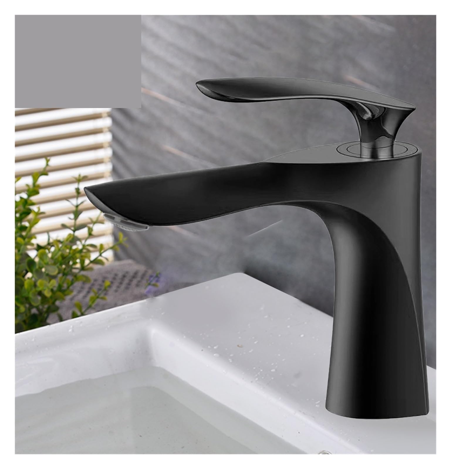 ZYCHSJXA Modern Chrome-Plated Bathroom Basin Faucet - Single Handle Hot and Cold Water Tap for Sink,Bathroom Sink Faucet(Mp19 1 Black B)