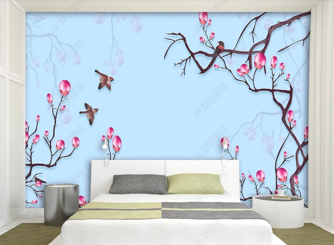 Papier peint panoramique fleurs et oiseaux pour créer un salon nature unique