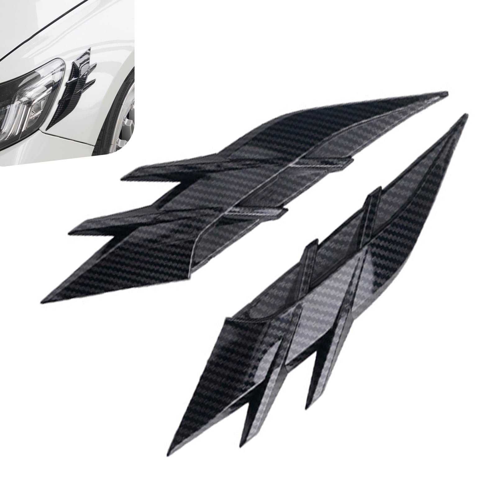 2 PCS Car Side Vent Hoods, 10" x 2.56" Auto Rear Bumper Diffuser Shark Fin Spoilers, Self-Adhesive Front Bumper Side Vent Grill Trim, Universal DIY Decoration for Most Cars (Carbon Fiber)